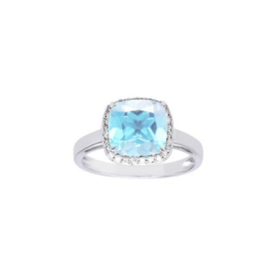 Bague Gringoire Joaillerie en or blanc, topaze bleue et diamants