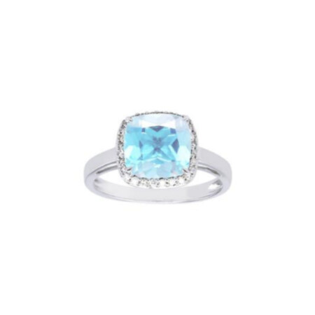 Bague Gringoire Joaillerie en or blanc, topaze bleue et diamants