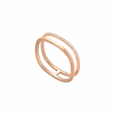 Bague Vanrycke Charlie Double Or rose semi pavee de Diamants