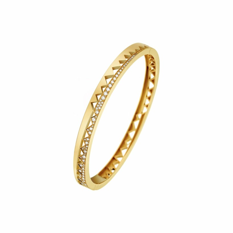 Akillis Capture Me bangle bracelet, yellow gold, semi diamond pave