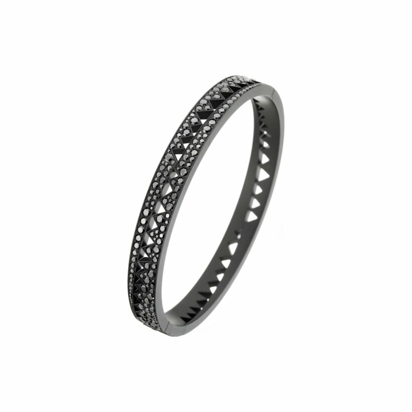 Akillis Capture bracelet, titanium, black DLC, black diamond pave