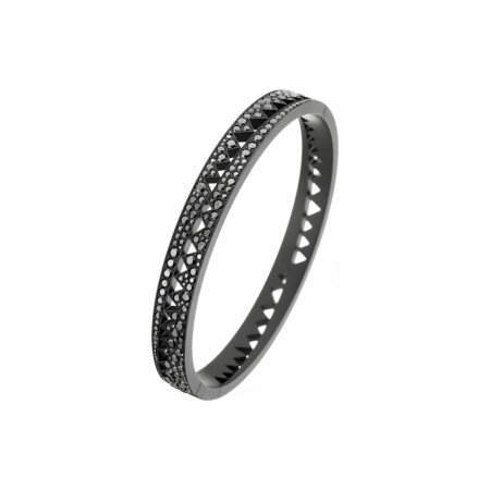 Bracelet Akillis bangle Capture en titane dlc noir pavé de diamants noirs