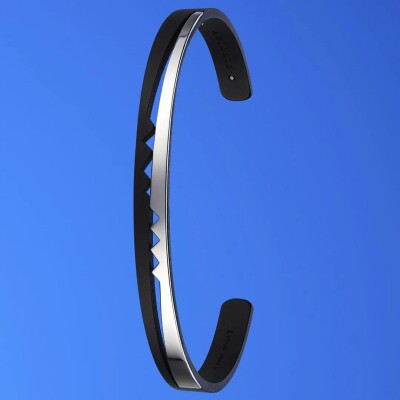 Bracelet jonc Akillis Capture Me en or blanc, titane et diamant noir