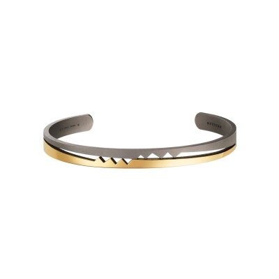 Bracelet jonc Akillis Capture Me en or jaune, titane et diamant noir
