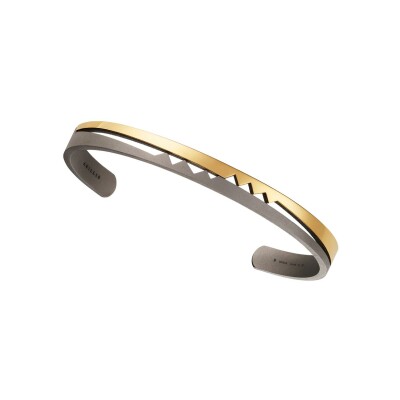 Bracelet jonc Akillis Capture Me en or jaune, titane et diamant noir