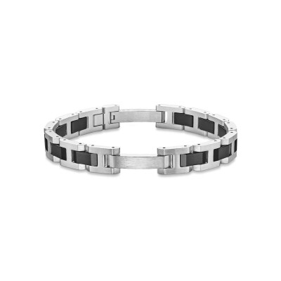 Bracelet Herbelin Cap Camarat en acier brossé et céramique noire sablée