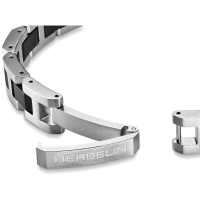 Bracelet Herbelin Cap Camarat en acier brossé et céramique noire sablée