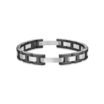 Bracelet Herbelin Cap Camarat en acier brossé et céramique noire sablée