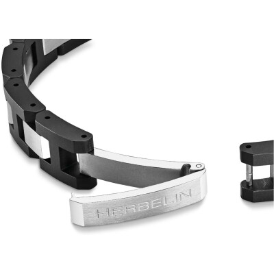 Bracelet Herbelin Cap Camarat en acier brossé et céramique noire sablée