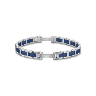Bracelet Herbelin Cap Camarat en acier brossé et céramique bleue sablée
