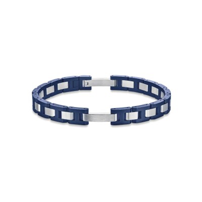 Bracelet Herbelin Cap Camarat en acier brossé et céramique bleue sablée