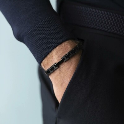 Bracelet Herbelin Cap Camarat en céramique noire polie et sablée