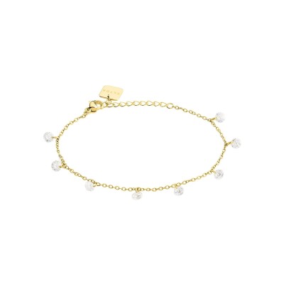 Bracelet Clyda L'intrépide en acier doré et oxyde de zirconium