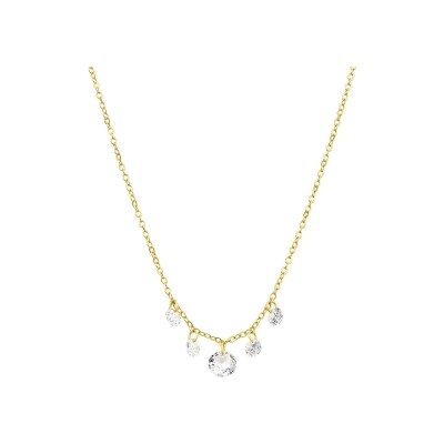 Collier Clyda L'intrépide en acier doré et oxyde de zirconium