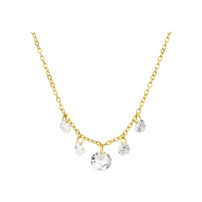 Collier Clyda L'intrépide en acier doré et oxyde de zirconium