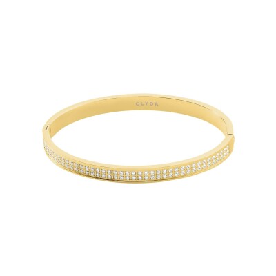 Bracelet jonc Clyda L'élégante en acier doré et oxyde de zirconium