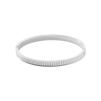 Bracelet jonc Clyda L'élégante en acier et oxyde de zirconium