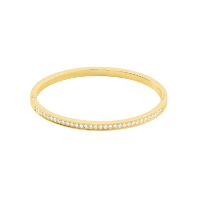 Bracelet jonc Clyda L'élégante en acier doré et oxyde de zirconium