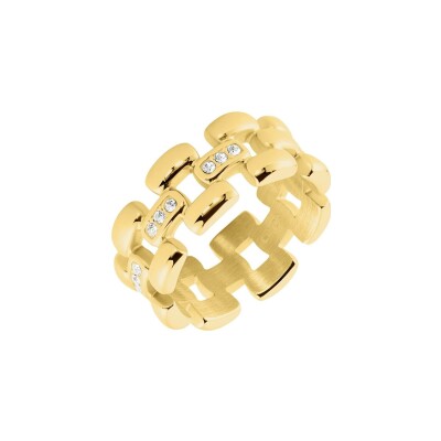 Bague Clyda L'élégante en acier doré et oxyde de zirconium