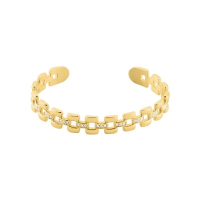 Bracelet jonc Clyda L'élégante en acier doré et oxyde de zirconium