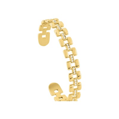 Bracelet jonc Clyda L'élégante en acier doré et oxyde de zirconium