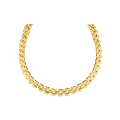 Collier Clyda L'élégante en acier doré et oxyde de zirconium