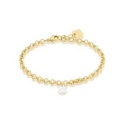 Bracelet Clyda L'intrépide en acier doré et oxyde de zirconium