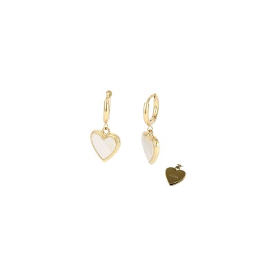 Boucles d'oreilles créoles Clyda Cœur en acier doré
