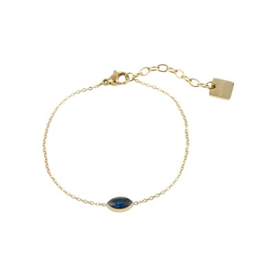 Bracelet Clyda Pétale en acier doré et pierre bleu