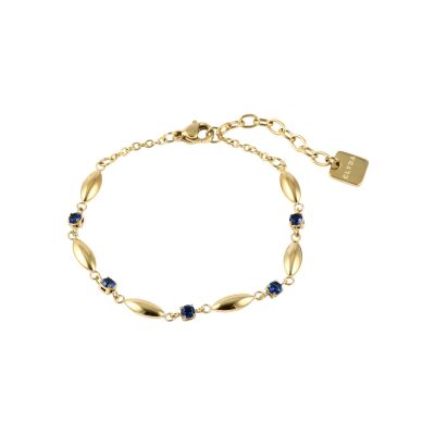 Bracelet Clyda Pétale en acier doré et pierre bleu