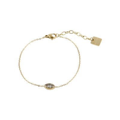 Bracelet Clyda Pétale en acier doré et pierre blanche