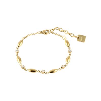 Bracelet Clyda Pétale en acier doré et pierre blanche