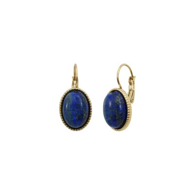 Boucles d'oreilles Clyda L'élégante en métal doré et lapis lazuli bleue