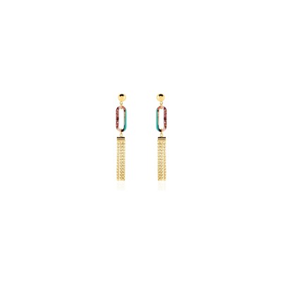 Boucles d'oreilles Clyda L'intrépide en acier doré et résine