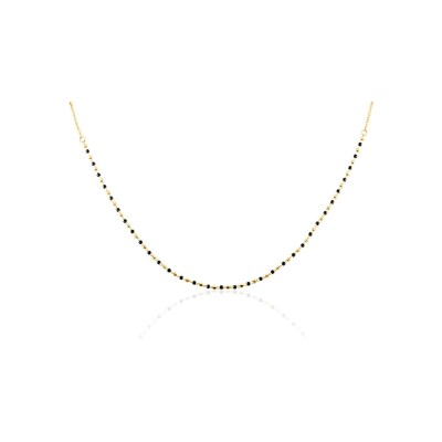 Collier Clyda L'intrépide en acier doré et perles Miyuki