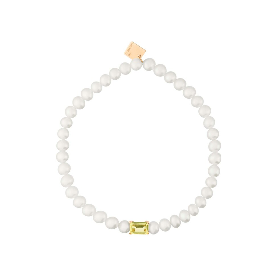 Ginette NY bracelet in pink gold, pearls and lemon quartz