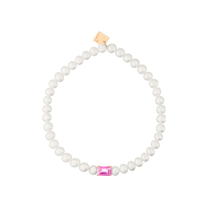 Ginette NY bracelet in pink gold, pearls and pink topaz