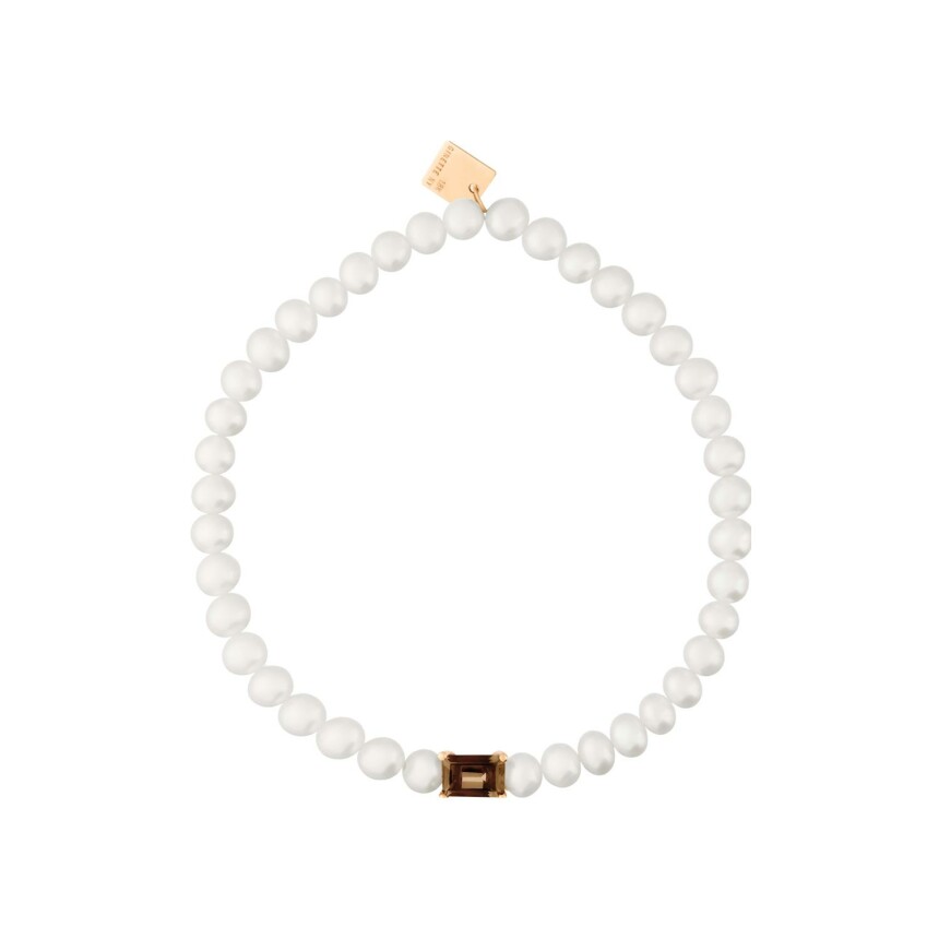 Ginette NY bracelet in pink gold, pearls and smoky quartz