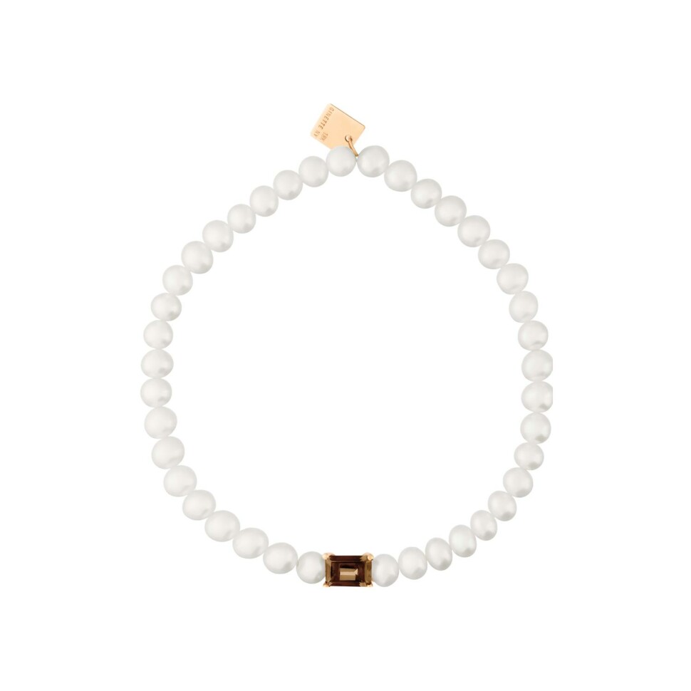 Ginette NY bracelet in pink gold, pearls and smoky quartz