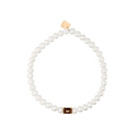 Bracelet GINETTE NY COCKTAIL en or rose, quartz fumé et perles