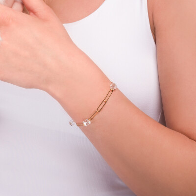 Bracelet Spark Cubo en argent plaqué or jaune et cristaux