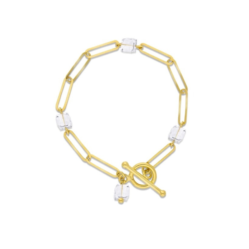 Bracelet Spark Cubo en argent plaqué or jaune et cristaux
