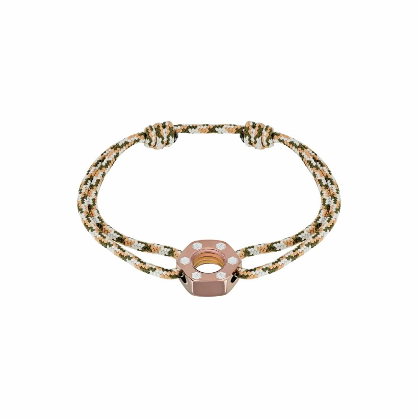 Bracelet sur cordon Omen Ecrou en acier et métal doré rose