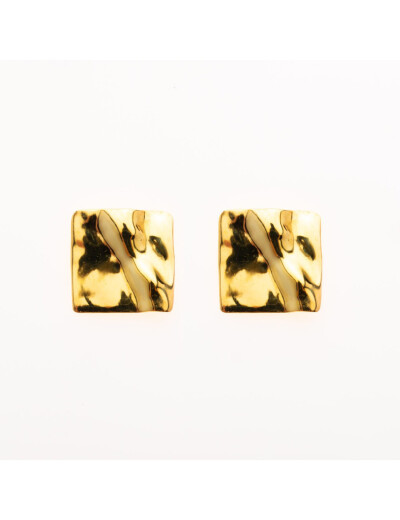 Boucles d'oreilles Maison Ballet by Scarlett carrés froissés en or jaune