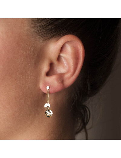 Boucles d'oreilles Maison Ballet by Scarlett pendantes 2 ronds froissés en or jaune