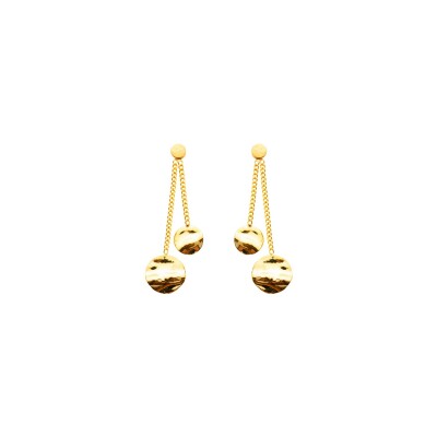 Boucles d'oreilles Maison Ballet by Scarlett pendantes 2 ronds froissés en or jaune