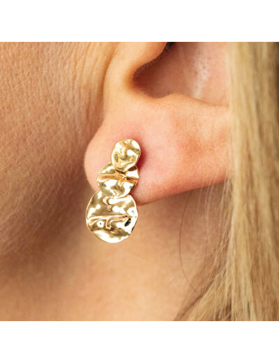 Boucles d'oreilles Maison Ballet by Scarlett ronds froissés en or jaune 9 carats