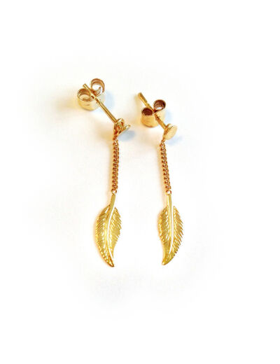 Boucles d'oreilles Maison Ballet by Scarlett plume en or jaune 9 carats