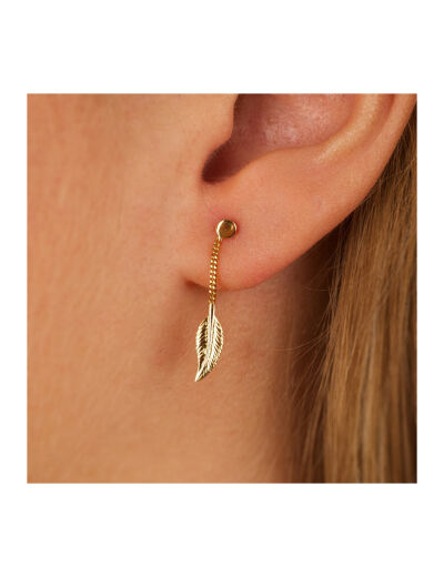 Boucles d'oreilles Maison Ballet by Scarlett plume en or jaune 9 carats