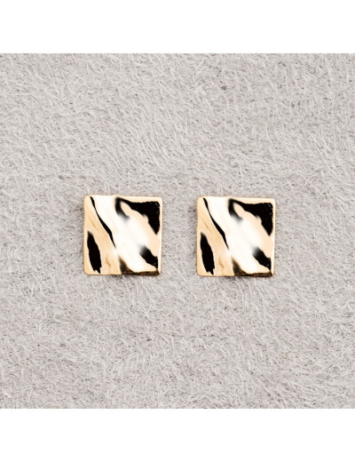 Boucles d'oreilles Maison Ballet by Scarlett carrés froissés en or jaune